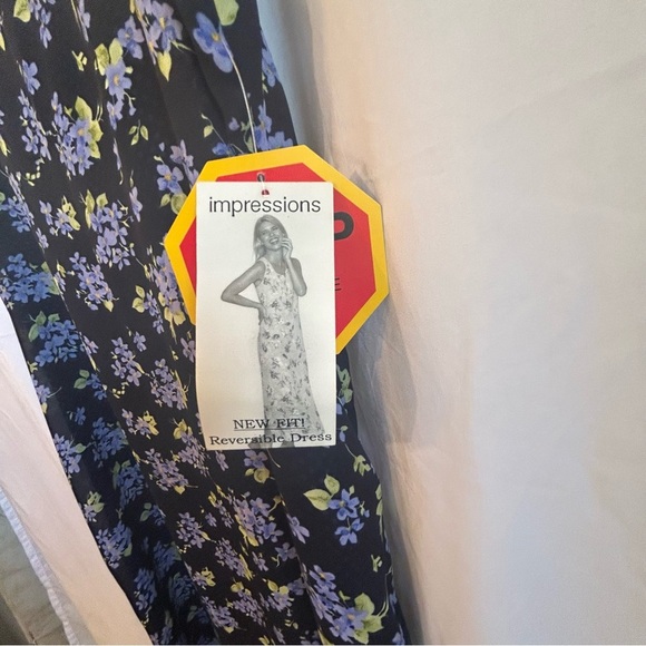 NWT Impressions Reversible Floral & Polka Dot Dress Size L Y2K Grunge - Picture 4 of 9